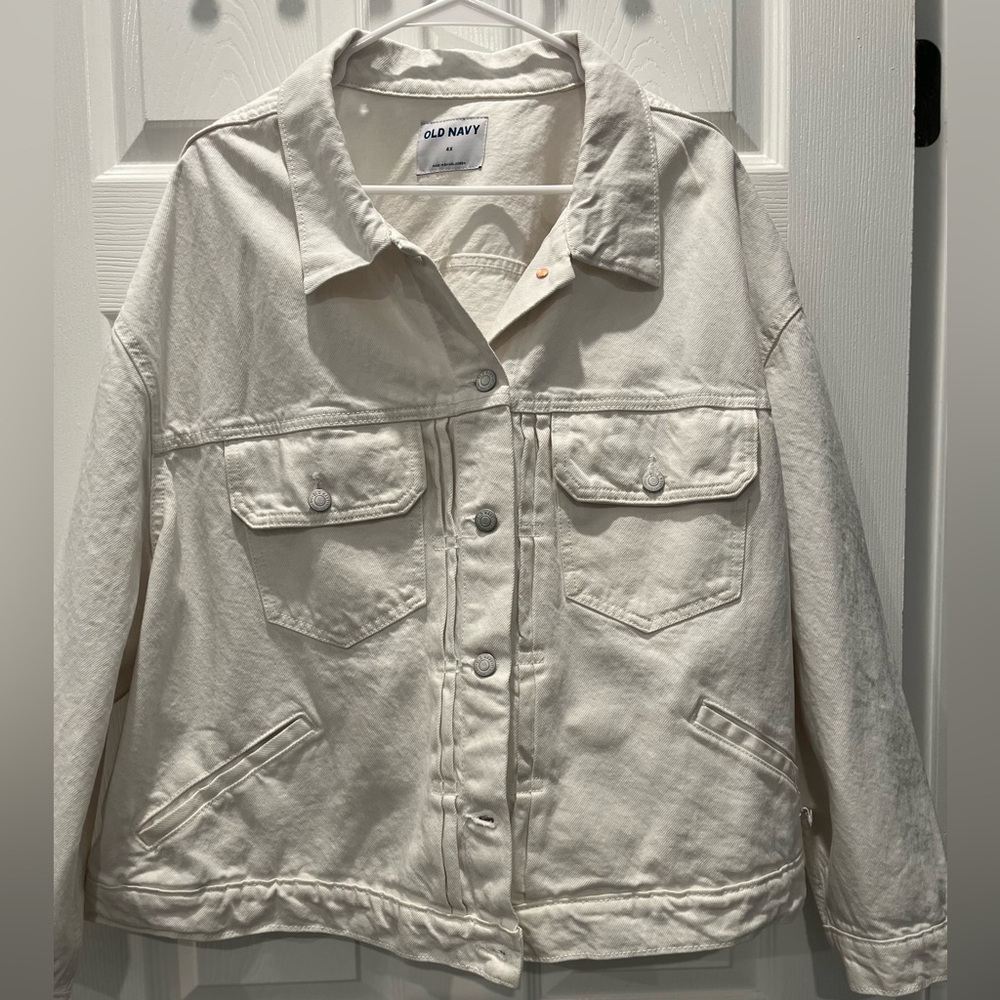 Old Navy White Denim Jacket 4x